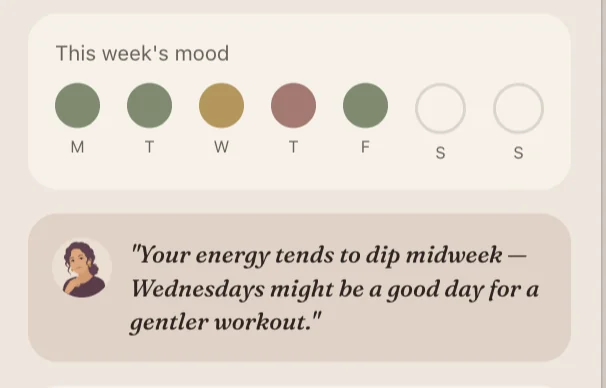 This week's mood row from the Evelyn Progress screen